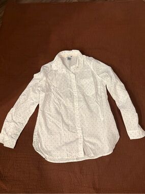Old Navy White Button-Down Shirt with Tiny Print